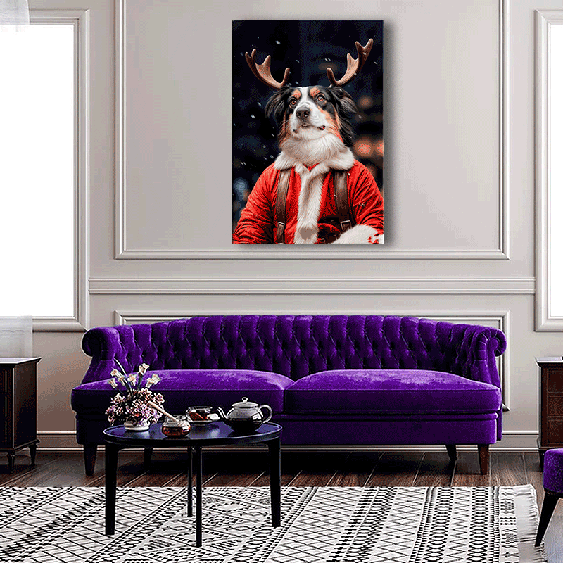 Reindeer Christmas Pet Portrait